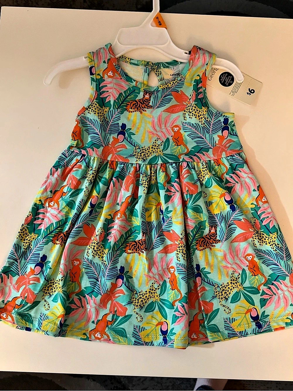 George Girls Animal Print Dress Blue & Pink Girls 6